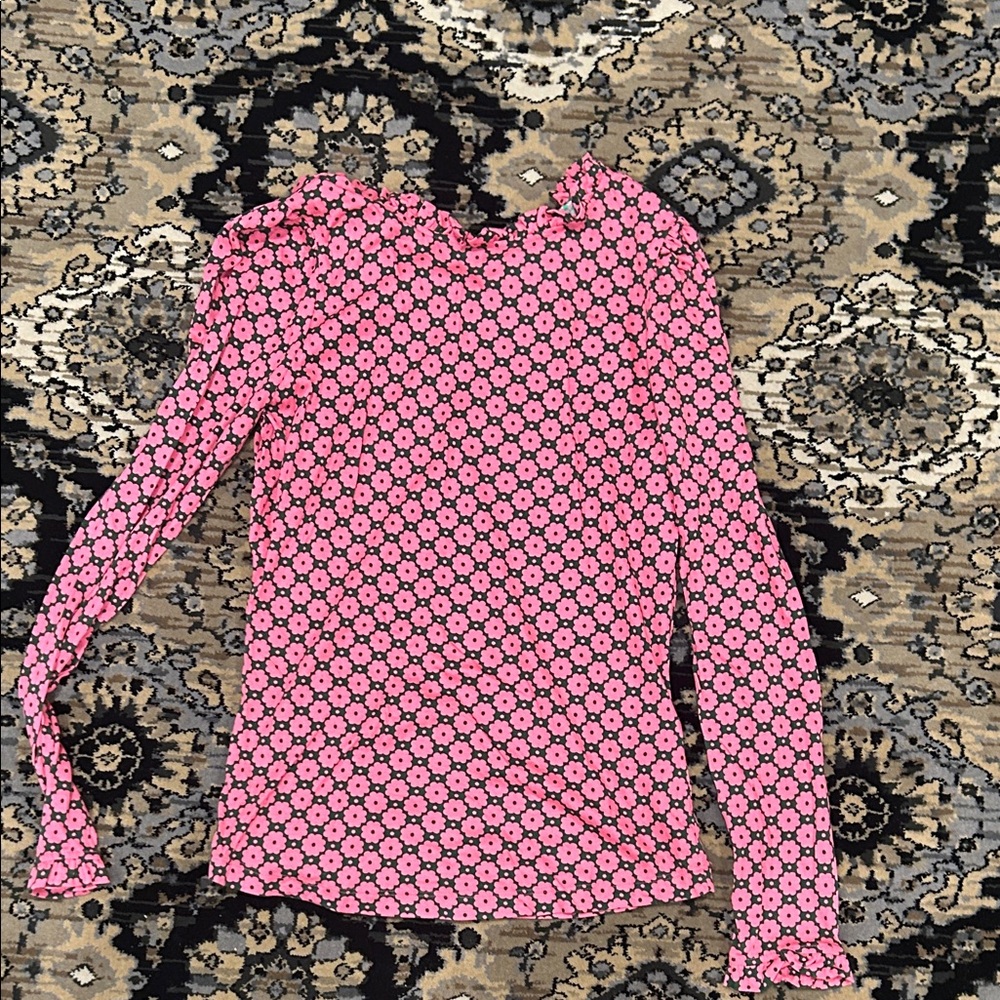 Boden Pink Floral Long Sleeve Top